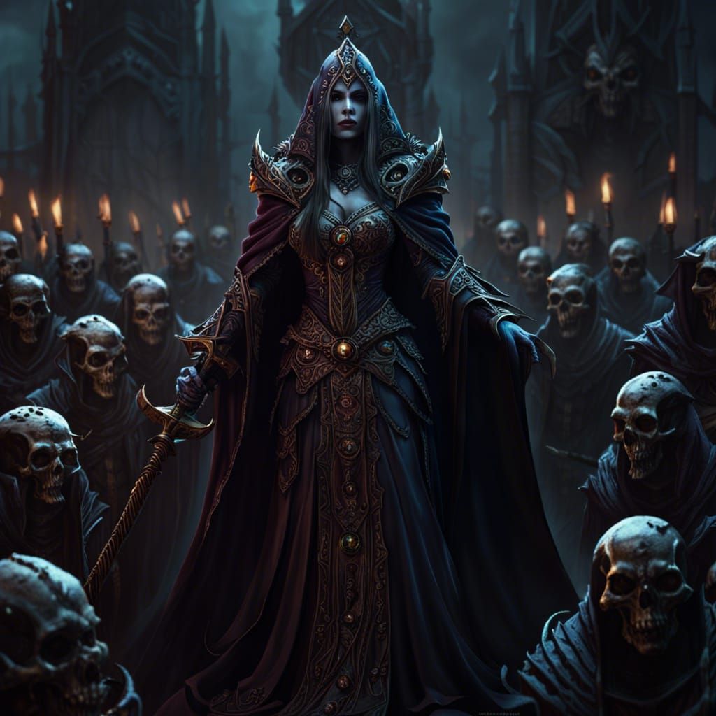 Sorceress Leading Undead Army