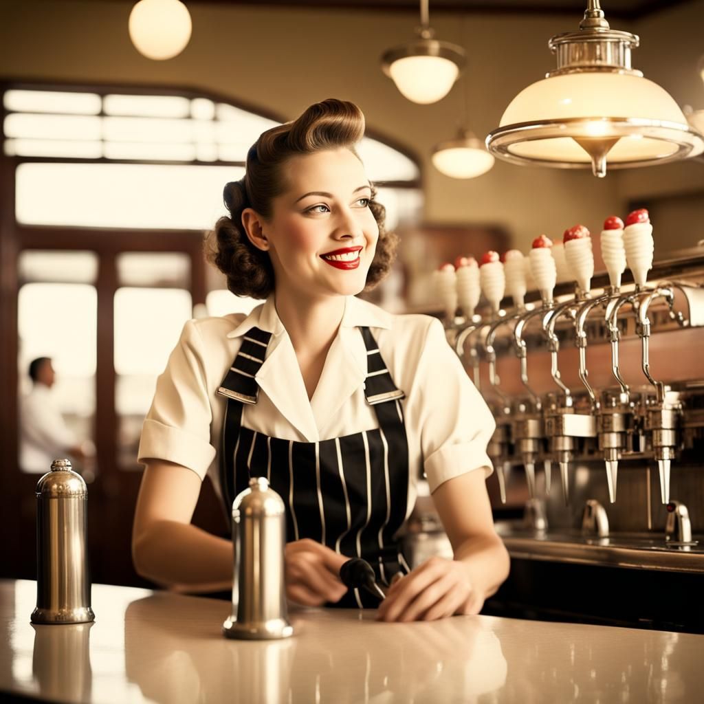 1940s Soda Fountain Cafe Scene