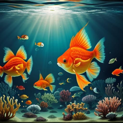 Goldfish Swimming in Clear Water