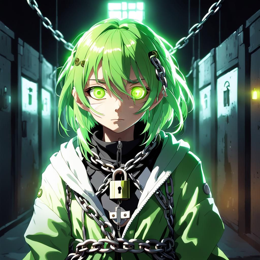 Anime Woman in Chains: 3D Anime Art