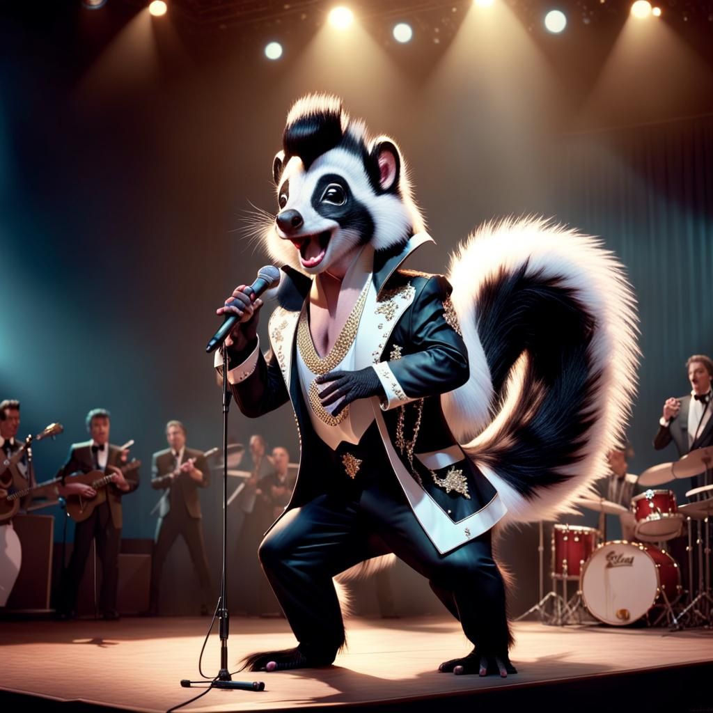 Skunk as Elvis on Stage: Digital Matte Painting