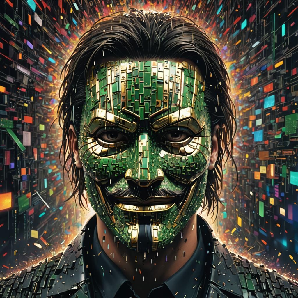 Hyperrealistic Hackerman in Matrix Style