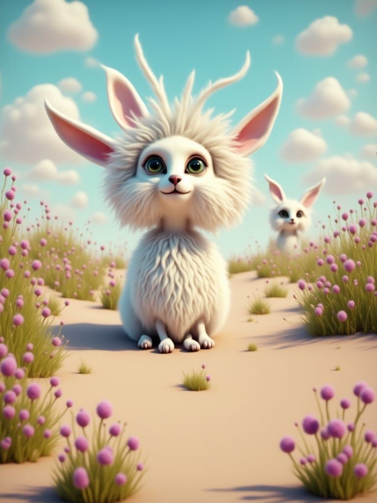 Adorable Desert Companion Among Vibrant Wildflowers