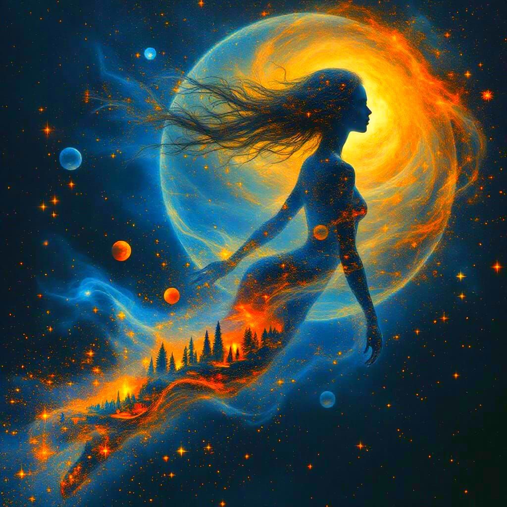 Cosmic Entity Drifts Through Starry Void