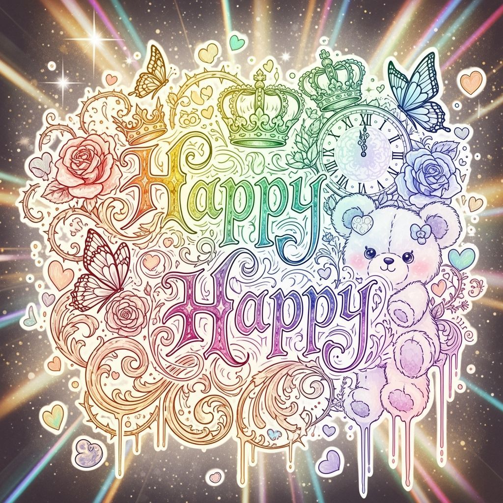 Happy Happy Rainbow Dreamscape with Gothic Roses