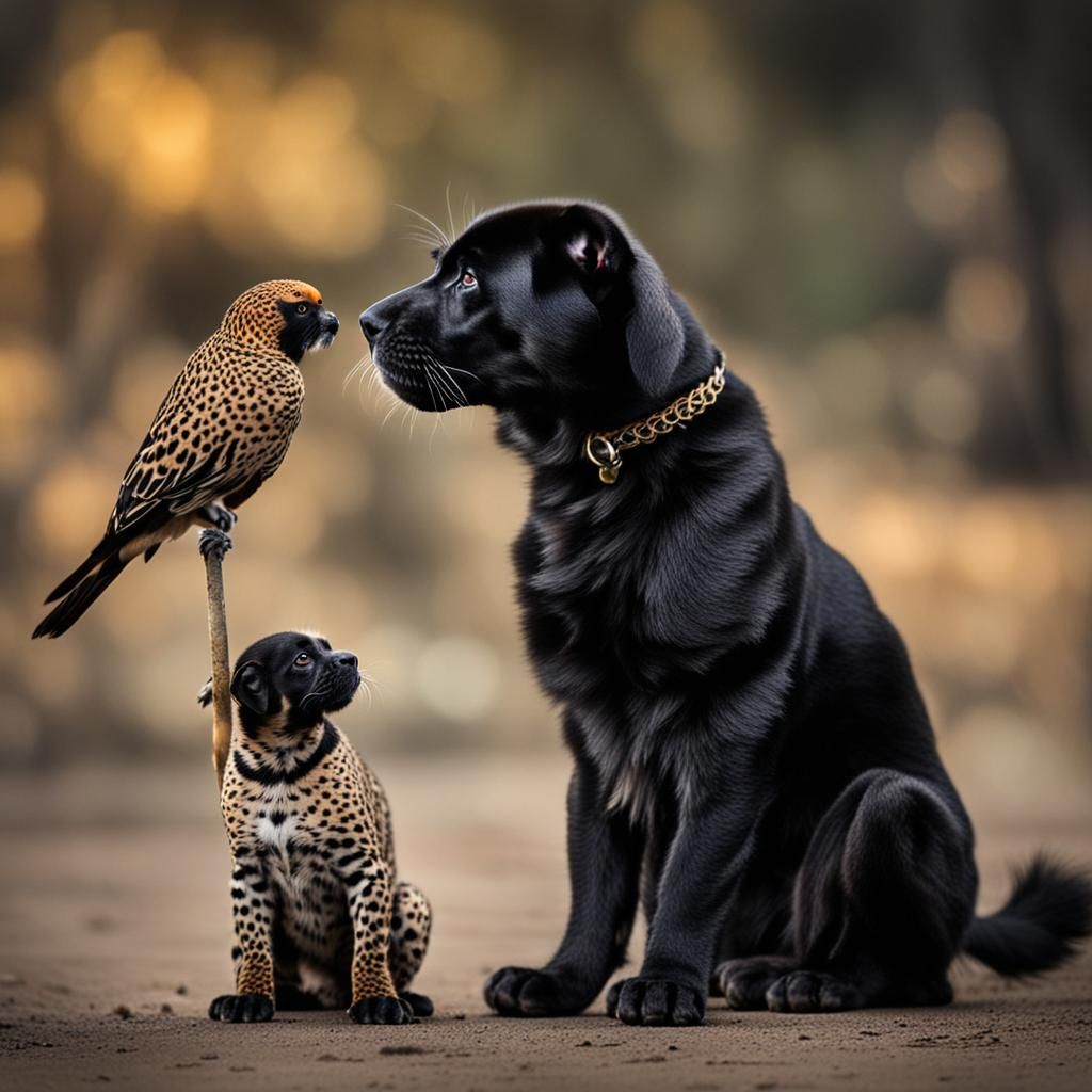 Black Leopard Cub Chasing Bird, Professional Photography