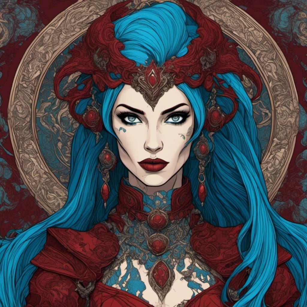 Dark Elf Woman Portrait in Dark Fantasy Style