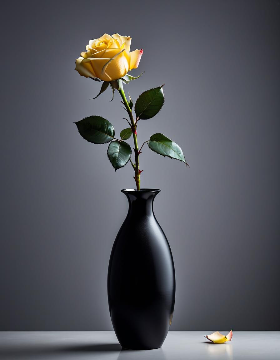 Yellow Rose Still Life in Dutch Master Style