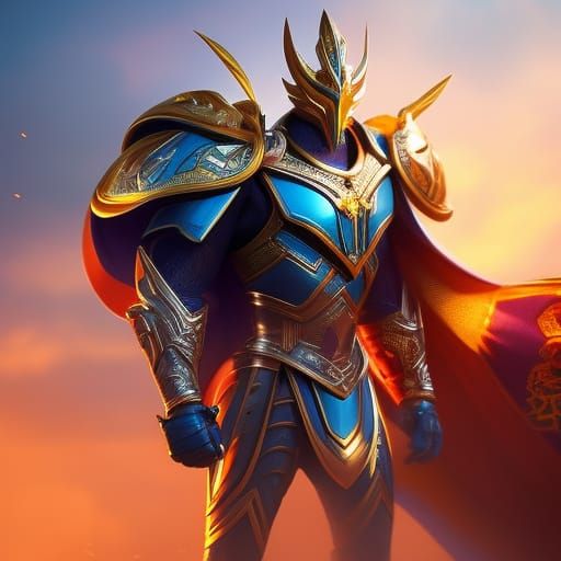 Armored Rooster Warrior: Digital Art Illustration