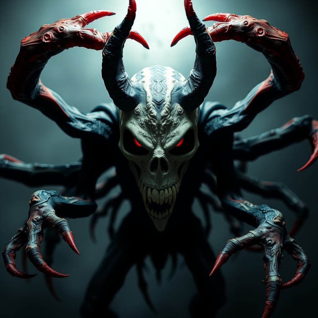 Scream Mask Demon with Many Limbs