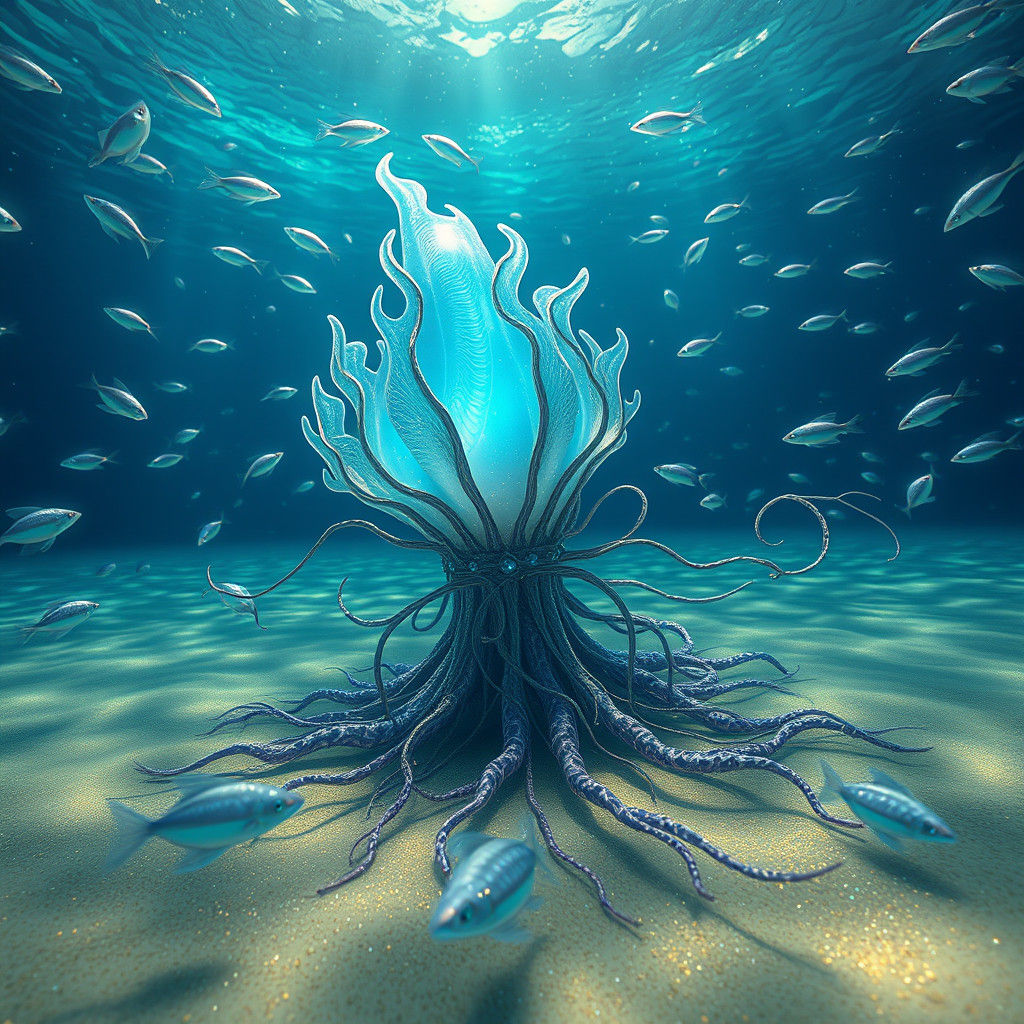 Iridescent Being Among Murex-Fishers: Matte Painting