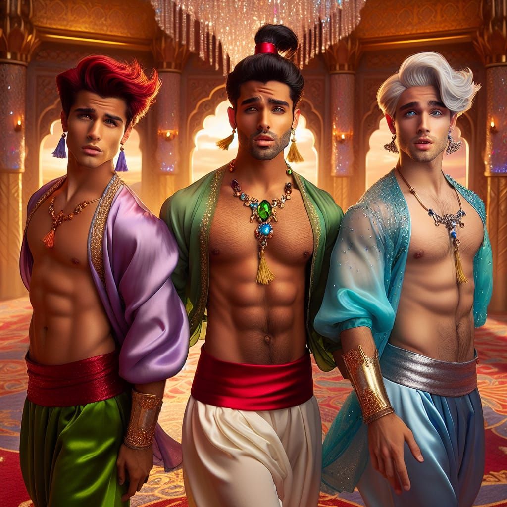 Three Handsome Genies Mystical Dance in Grand Hall