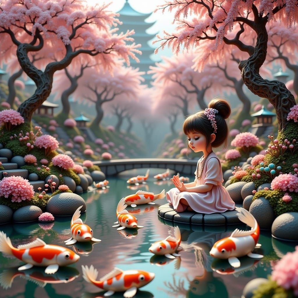 Serenity in a Japanese Garden Scene