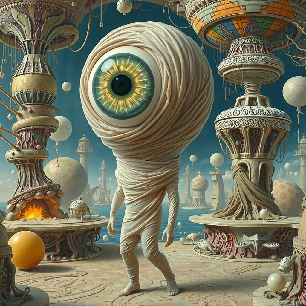 Surreal Distorted Figure in Dreamlike Realm