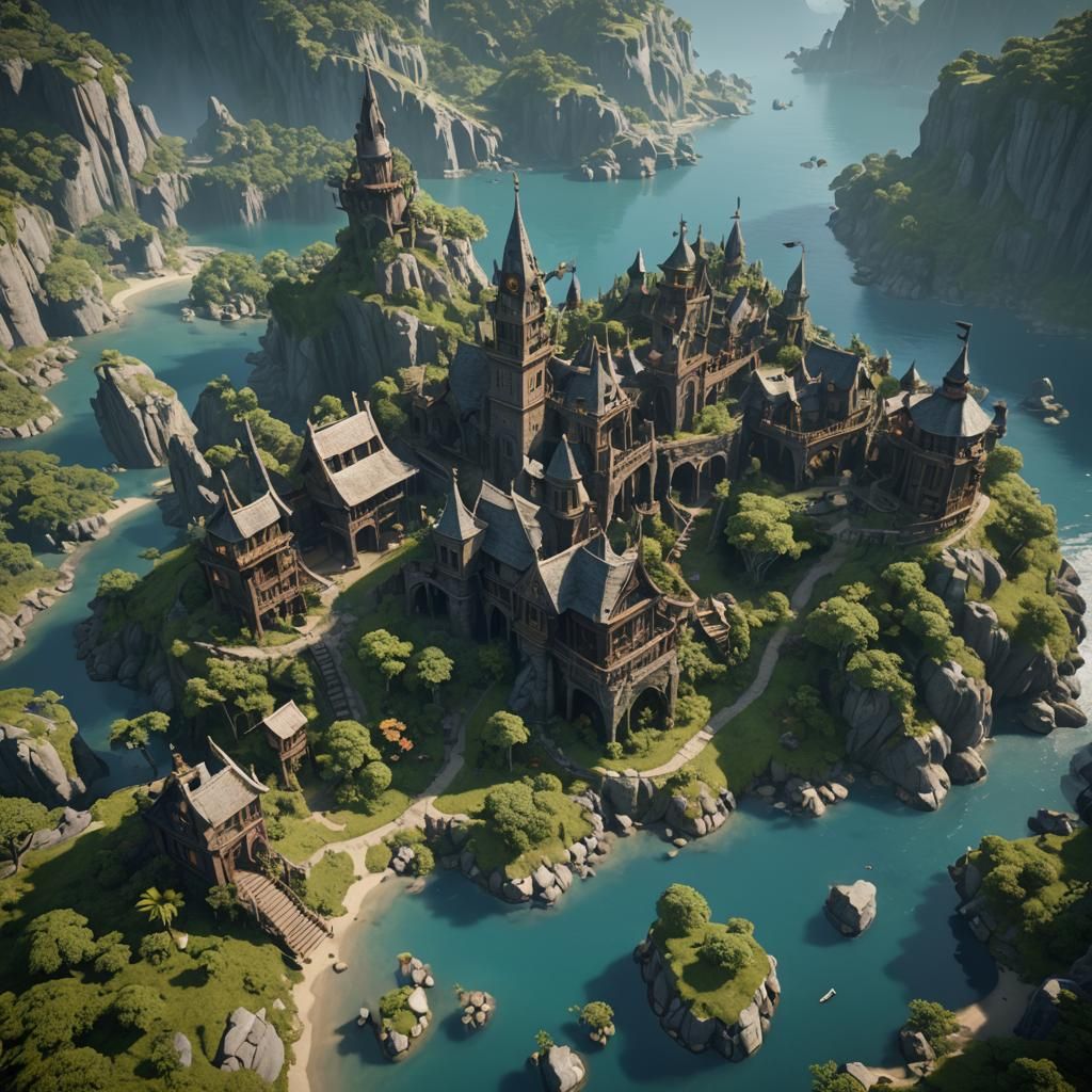 Mysterious Fantasy Island Ruled by a Witch in 3D