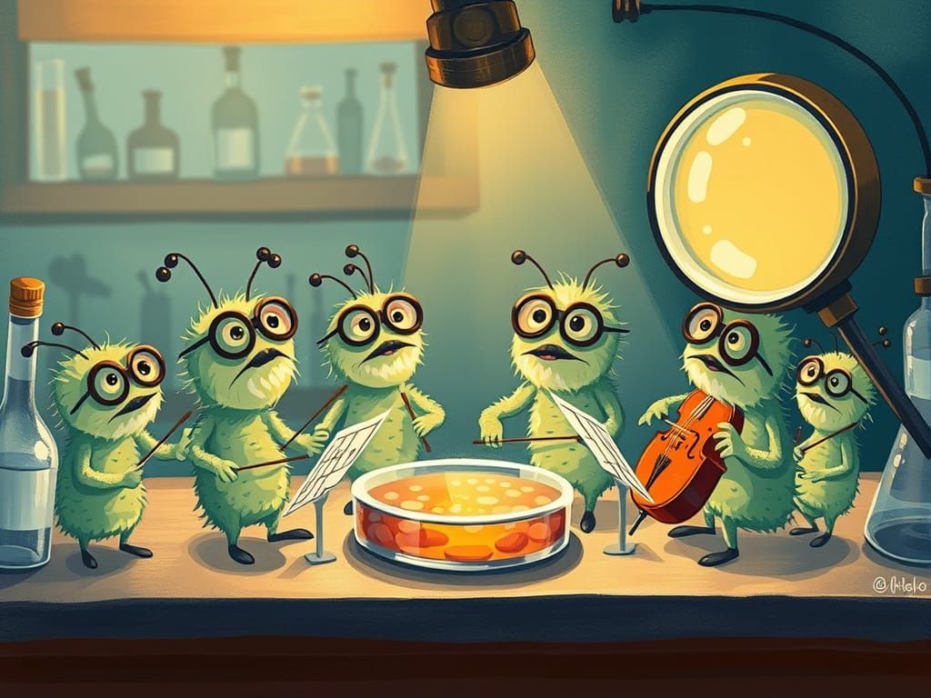 Whimsical Microbes Conduct Orchestra in Lab