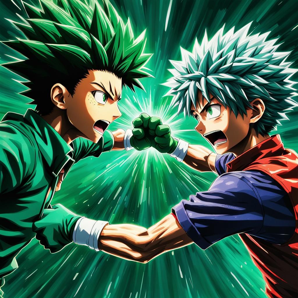 Epic Anime Battle in Hyperrealistic Style