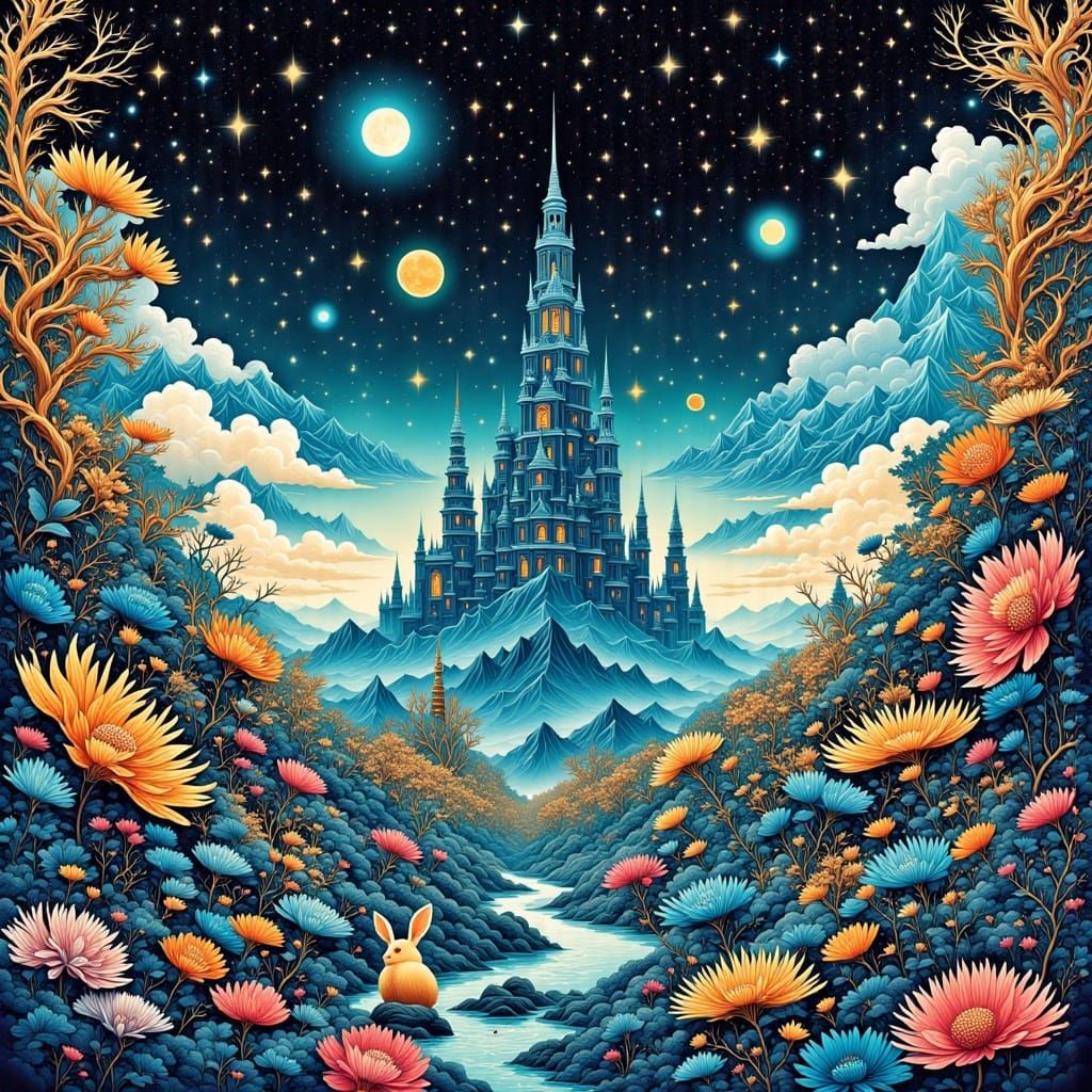 Rabbits in Fractal Dreamscape City