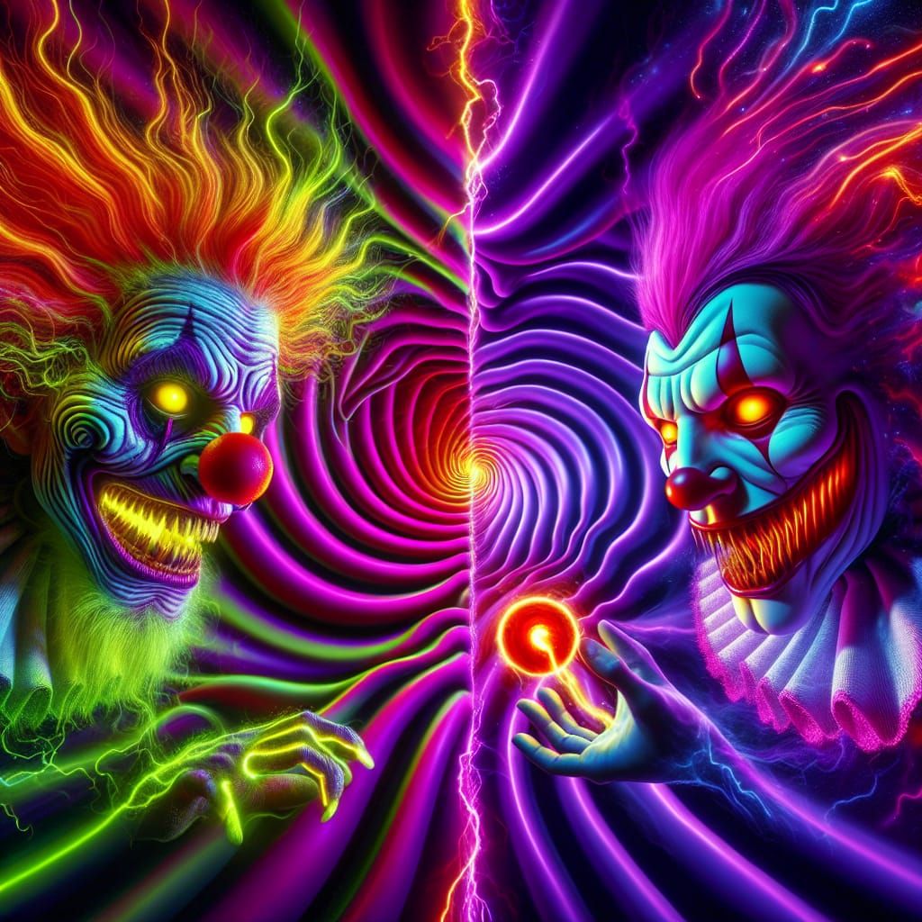 Psychedelic Vortex with Eerie Clowns
