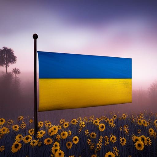 Ukraine Flag with Cat: Fantasy Concept Art