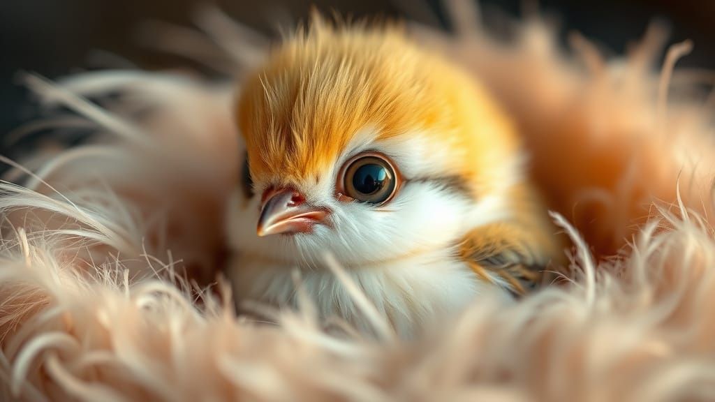 Whimsical Fantasy Baby Bird in Pastel Hues