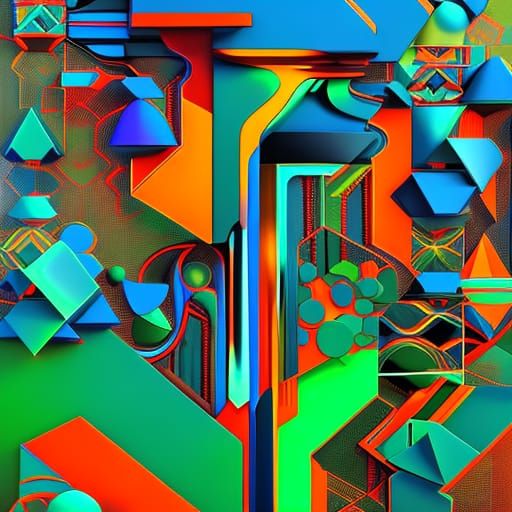 Glass Bottle Earth: A Cubist Art Deco Creation