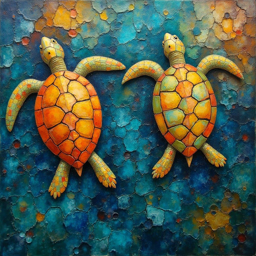 Cubist Turtles in Dreamlike Abstraction