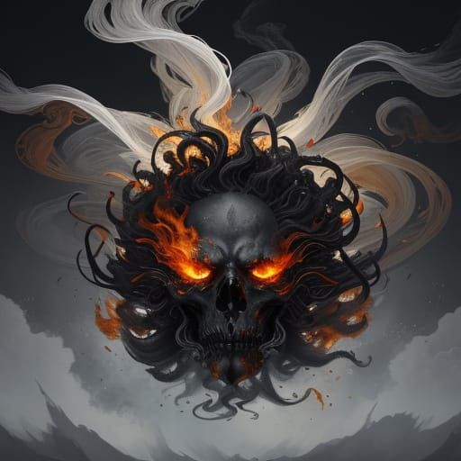 Ethereal Faces Emerge from Smoke in Dramatic Bonfire Concept...