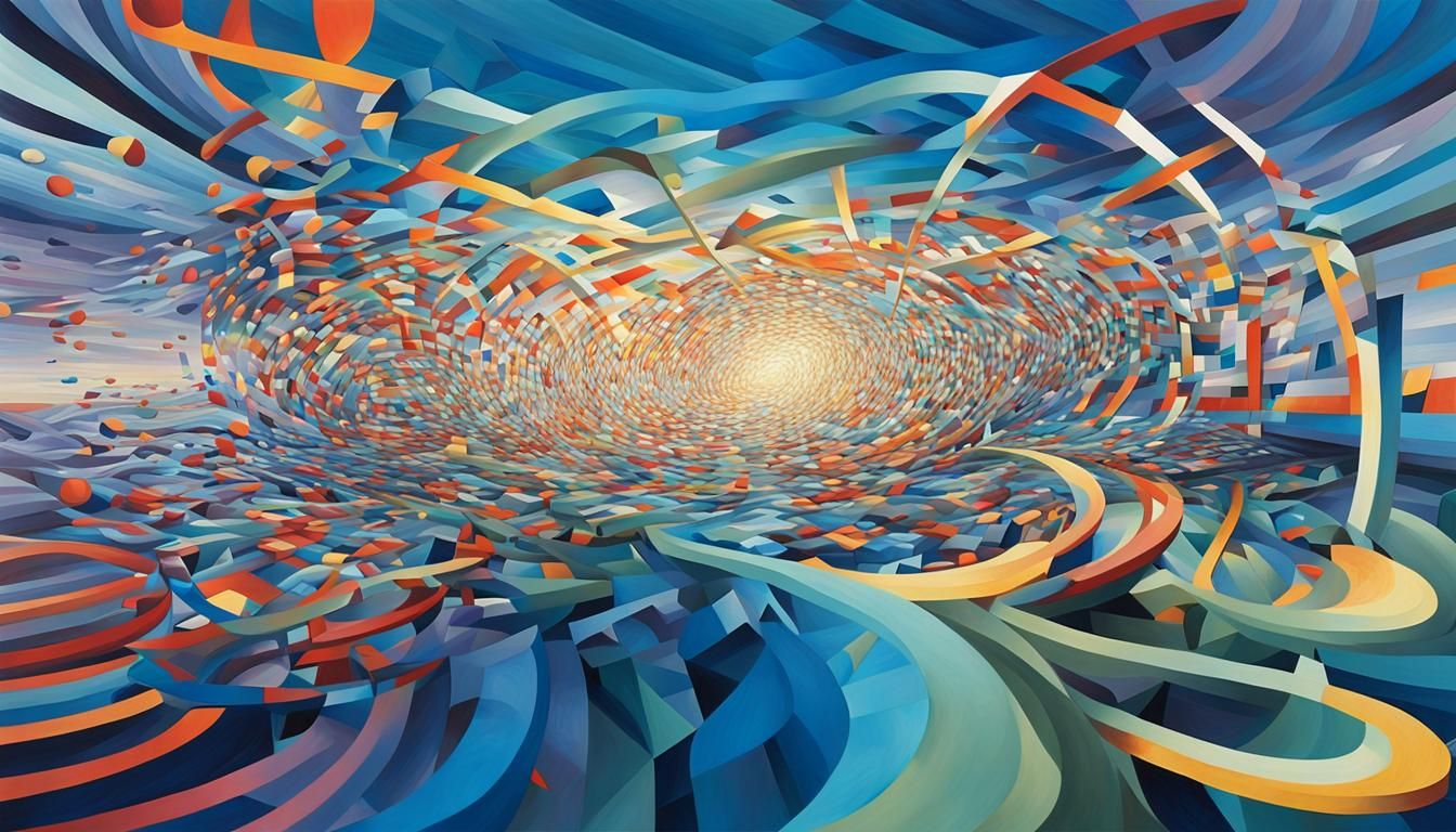 3D Optical Illusion of Interconnected Geometric Shapes