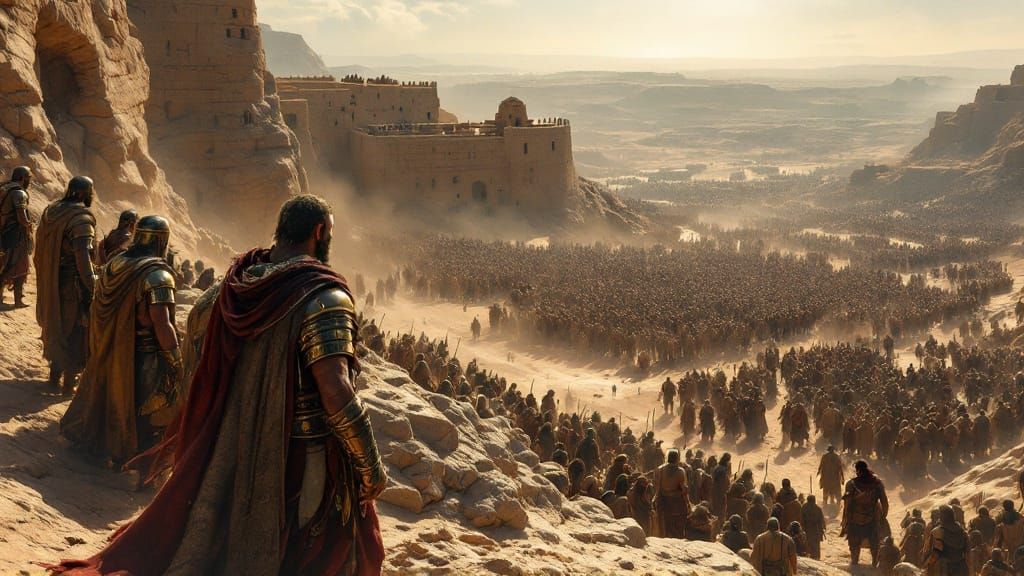 Ancient Hebrew Warriors Confront Philistine Army at Masada
