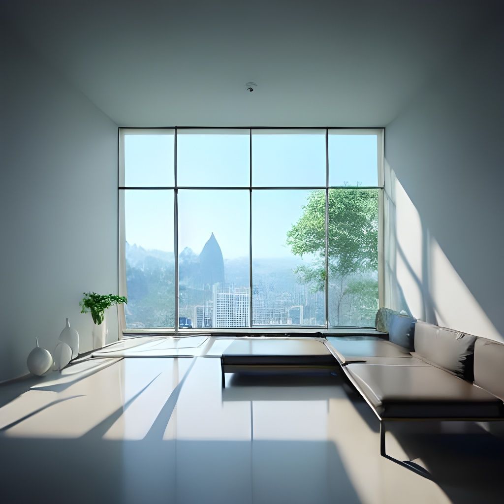Futuristic Minimalist Living Room in CGI Style
