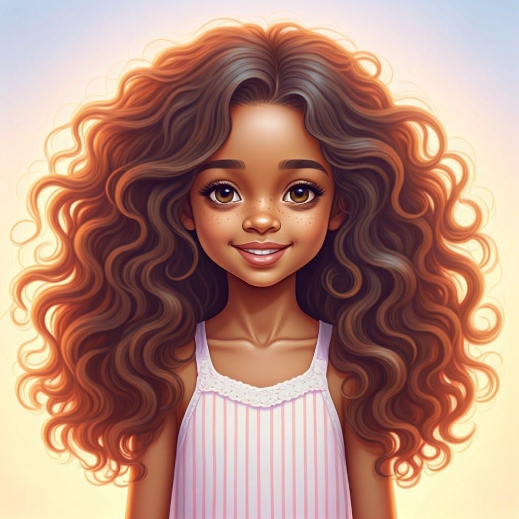 Dreamlike Afro-Surrealist Girl in Vaporwave Style