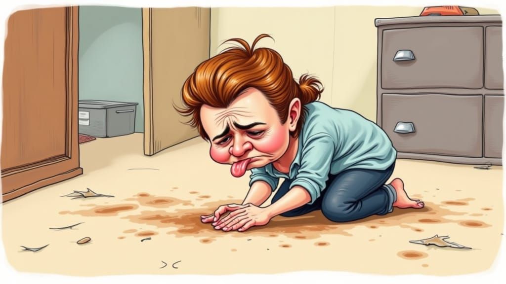Humorous Caricature of a Frustrated Praying Mother