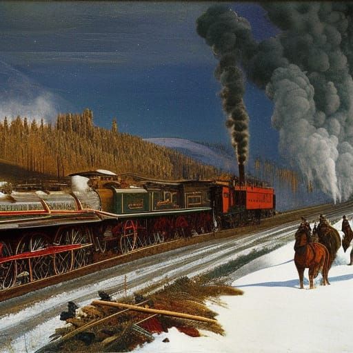 Winter Sledges with Steam Train, Filippo Lippi and James Ens...