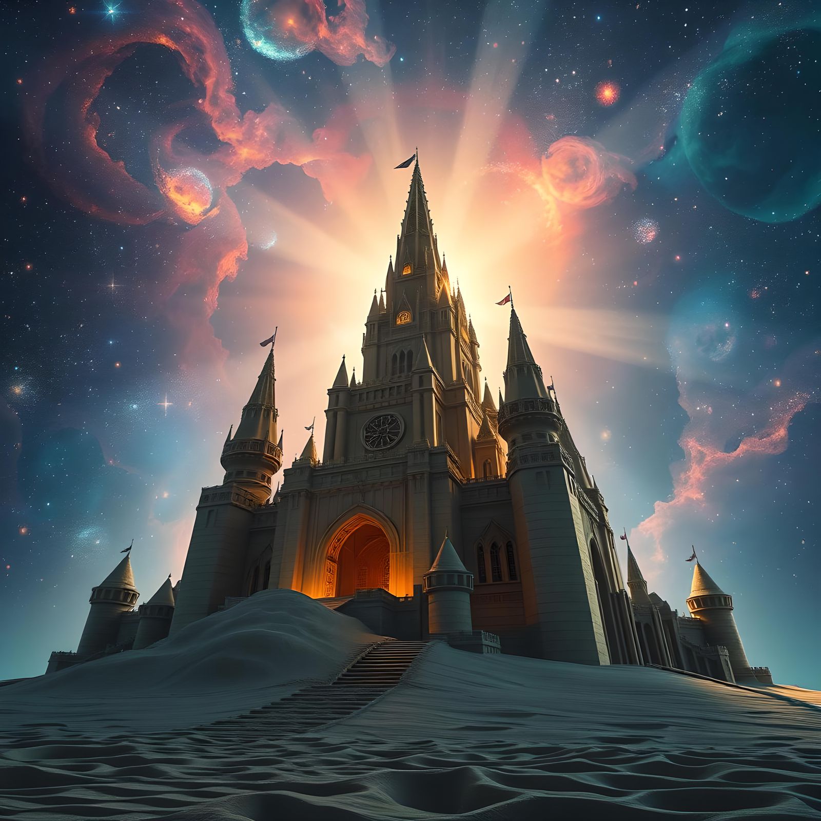 Epic Galactic Sandcastle with Volumetric Lighting