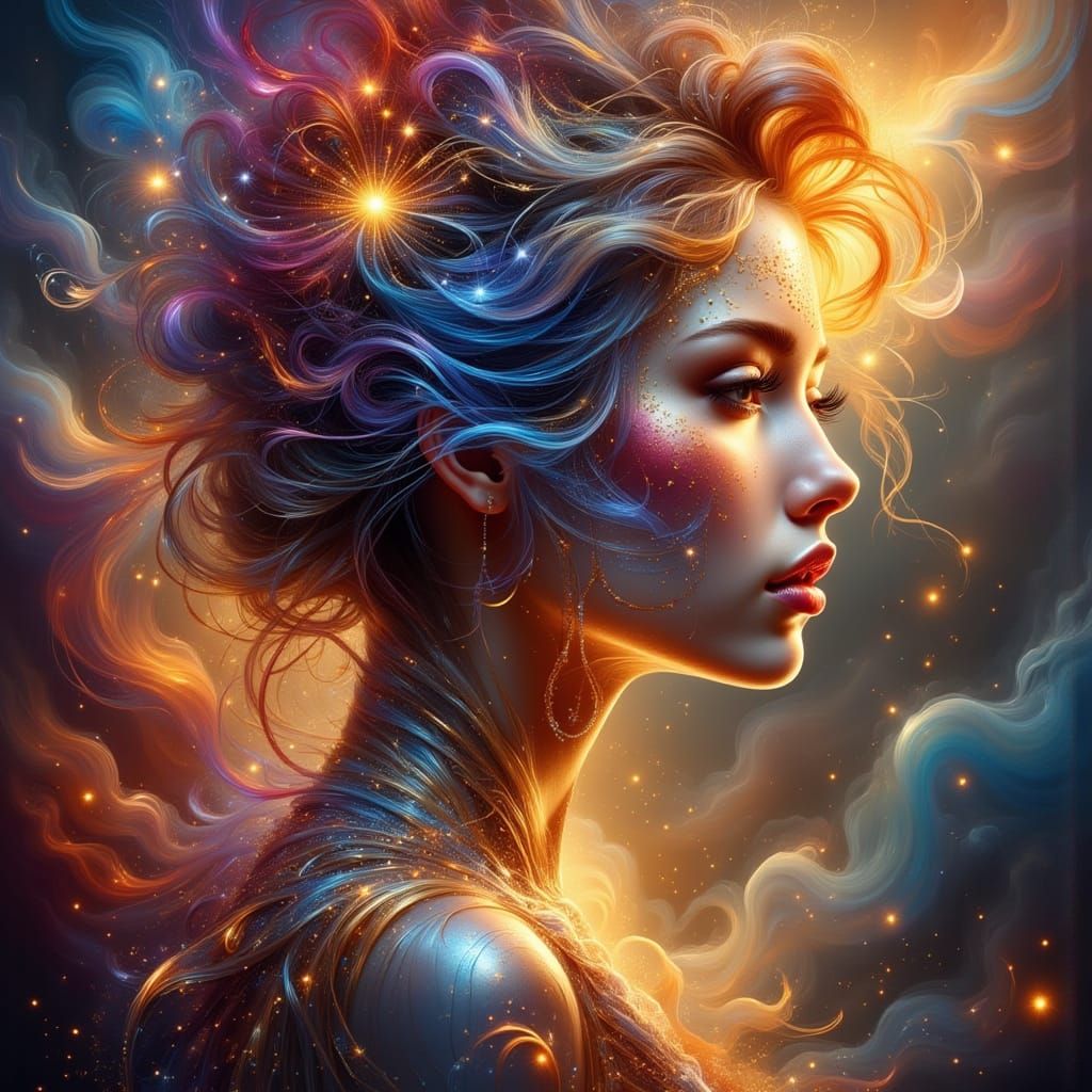 Colorful Abstract Portrait with Ethereal Lighting