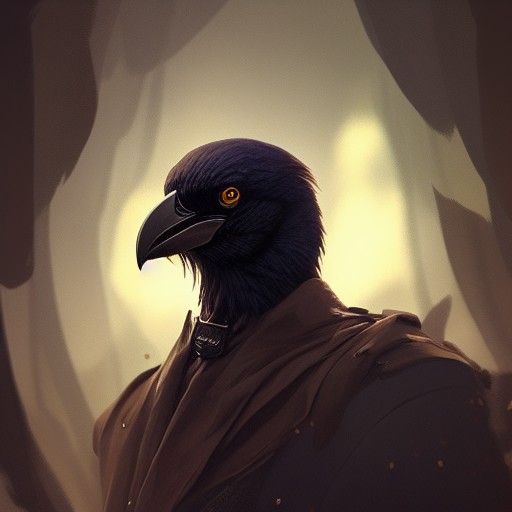 Detailed Portrait of Crow Handler in Splash Art Style