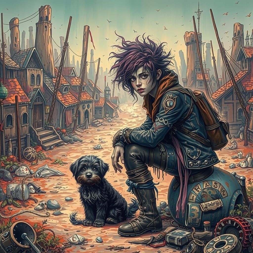 Dreamlike Nocturnal Scene with Vibrant Red Accents