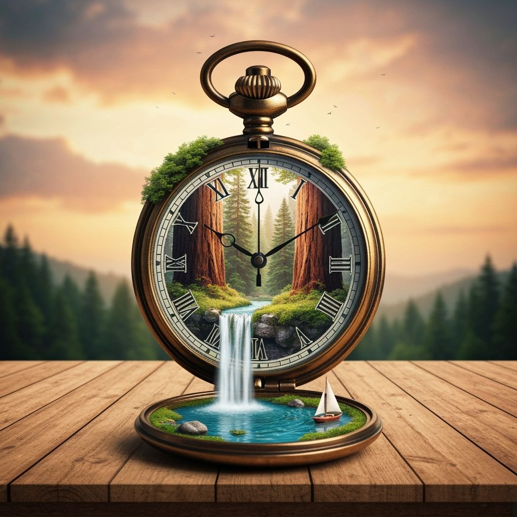 Redwood Forest Landscape Inside Pocket Watch