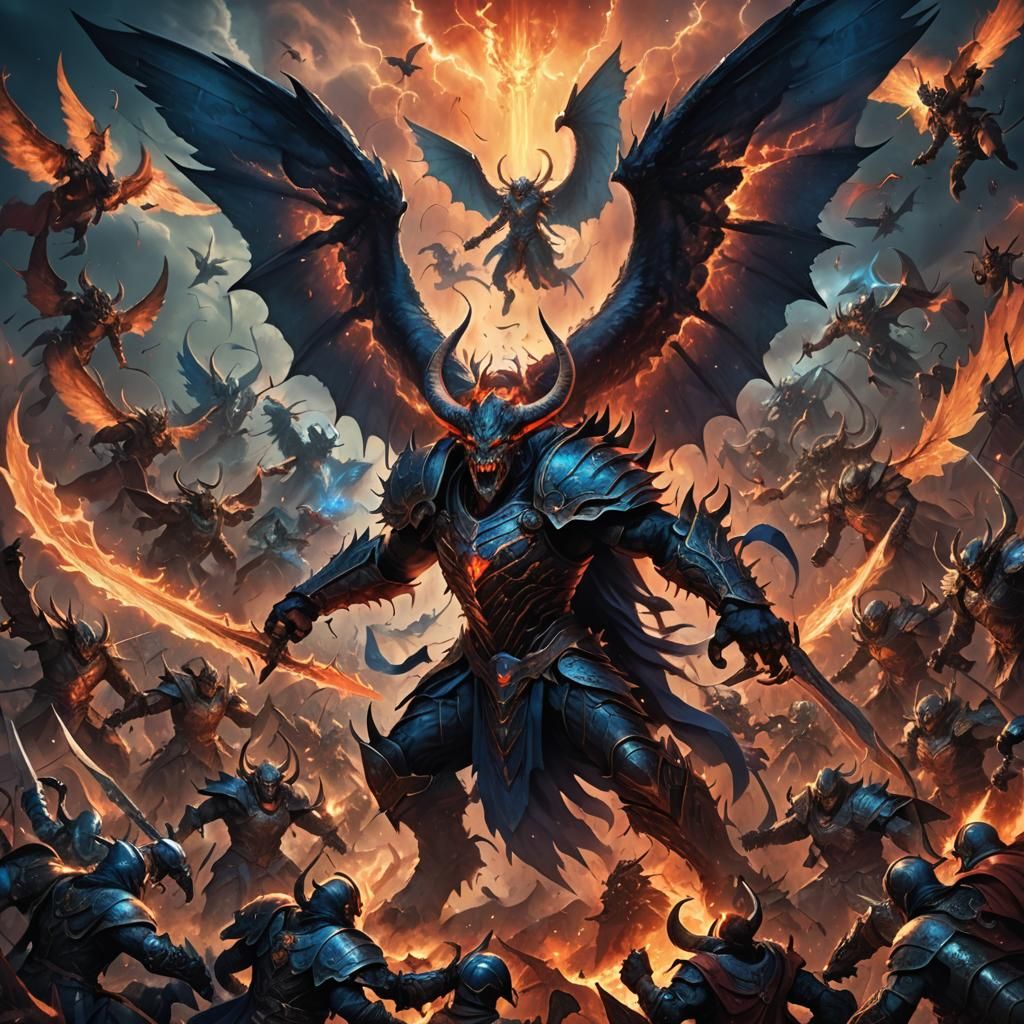 Demons Clash with Angels in Mystical Realm