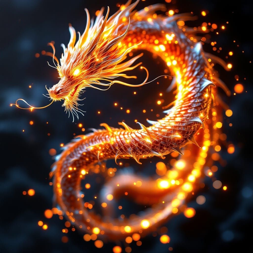 Realistic 3D Dragon Created with Spirograph Lights