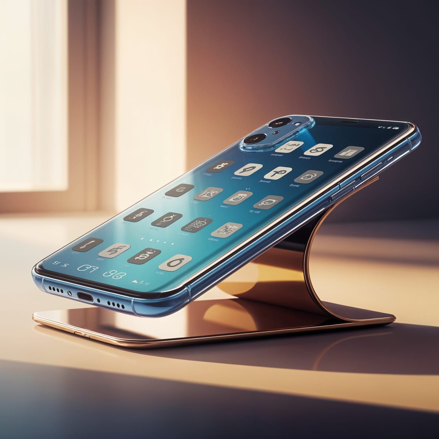 Elegant Industrial Smartphone Design in Vibrant Blue