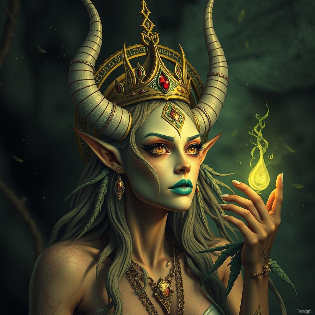 Surreal Demon Queen Ruling from Saturn's Realm