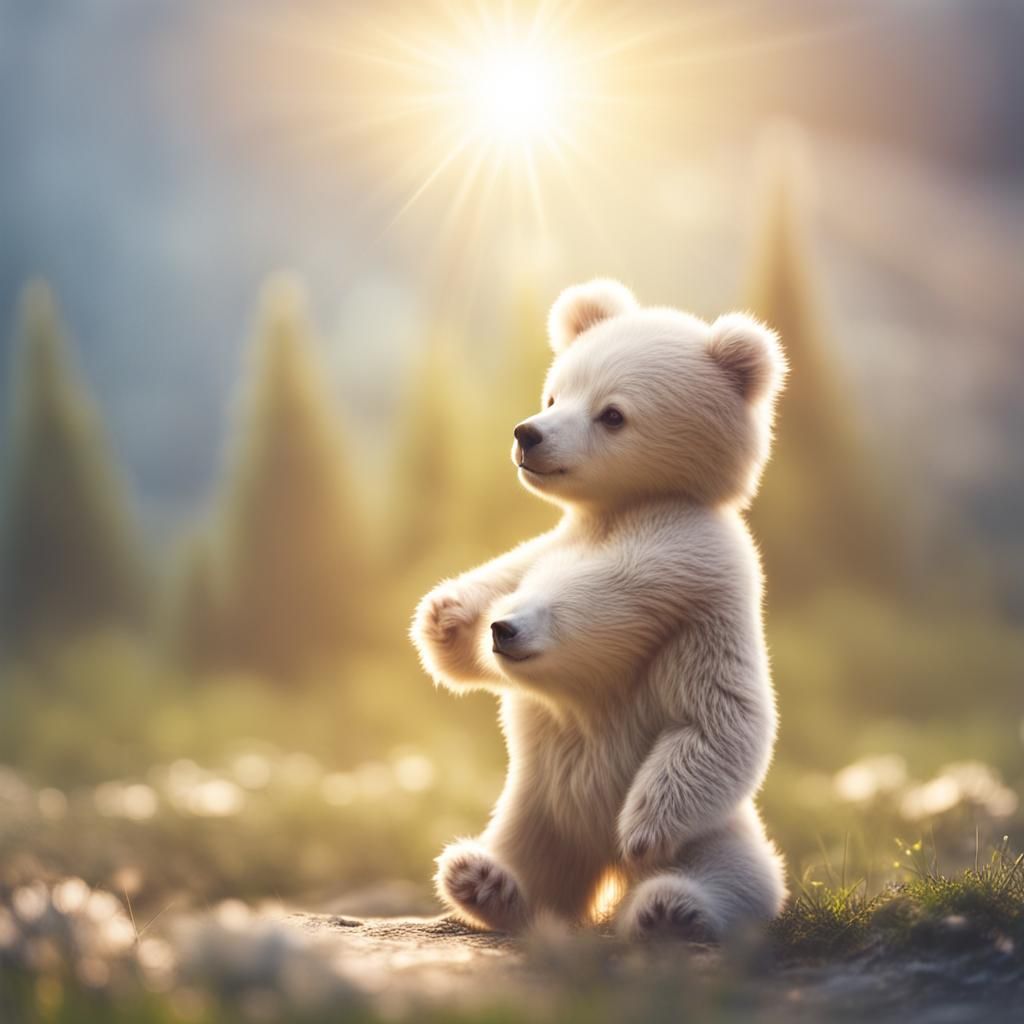 Cute Bear in Heavenly Sunshine