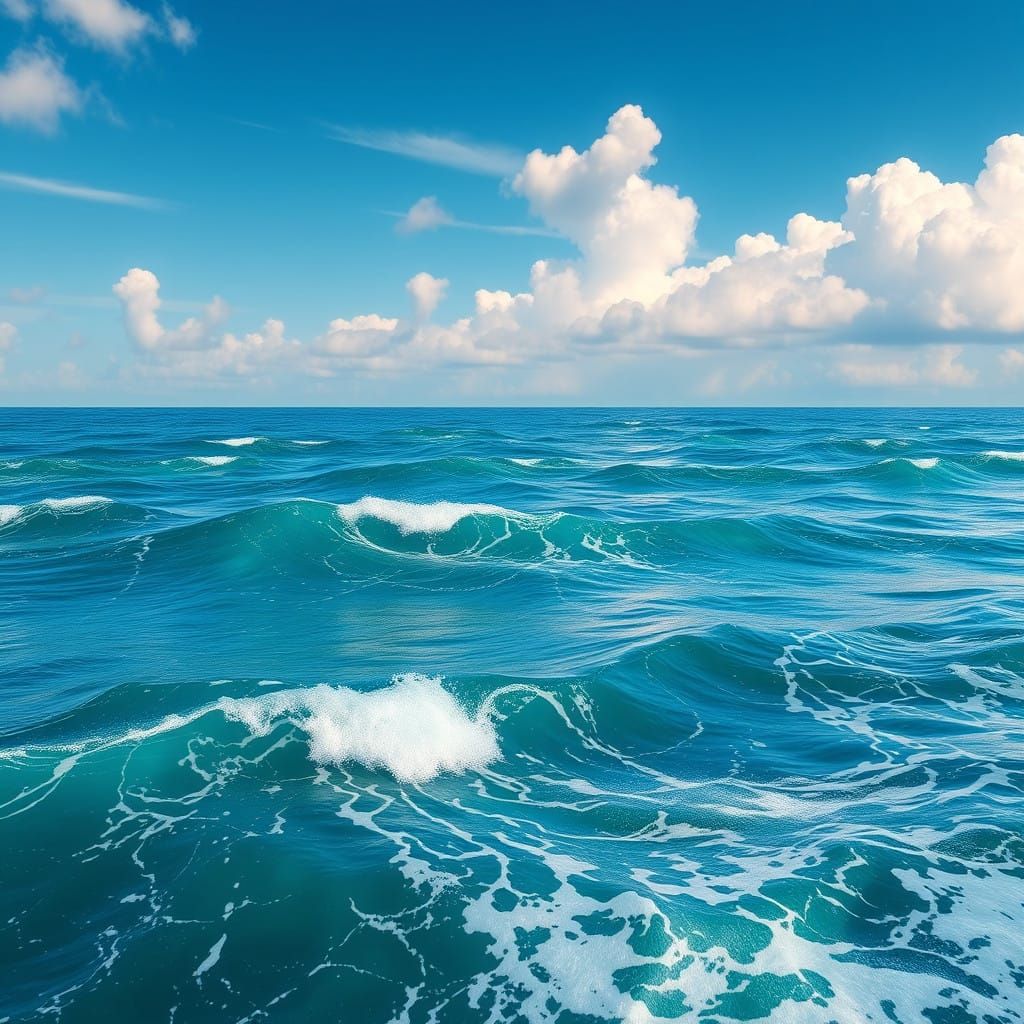 Vibrant Coastal Landscape Panorama in Teal and Turquoise