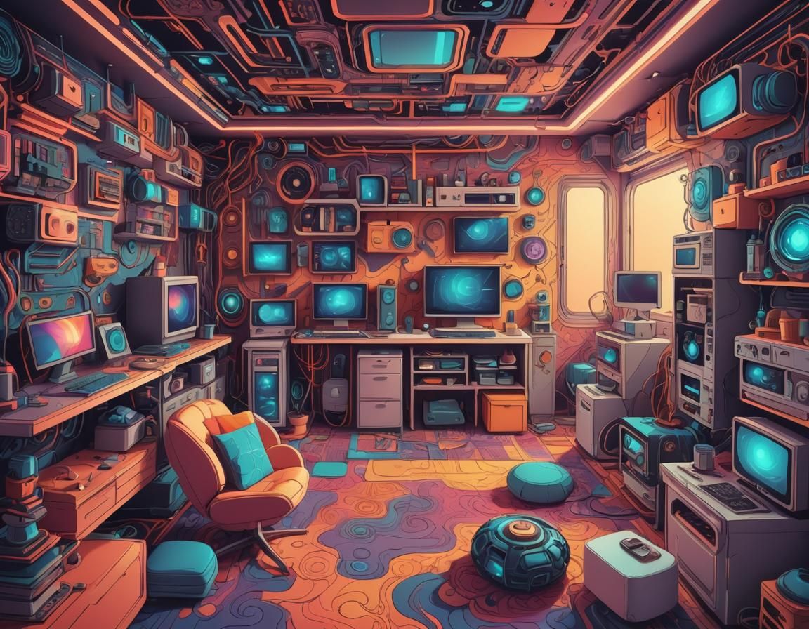 sci fi interior designed apartment room