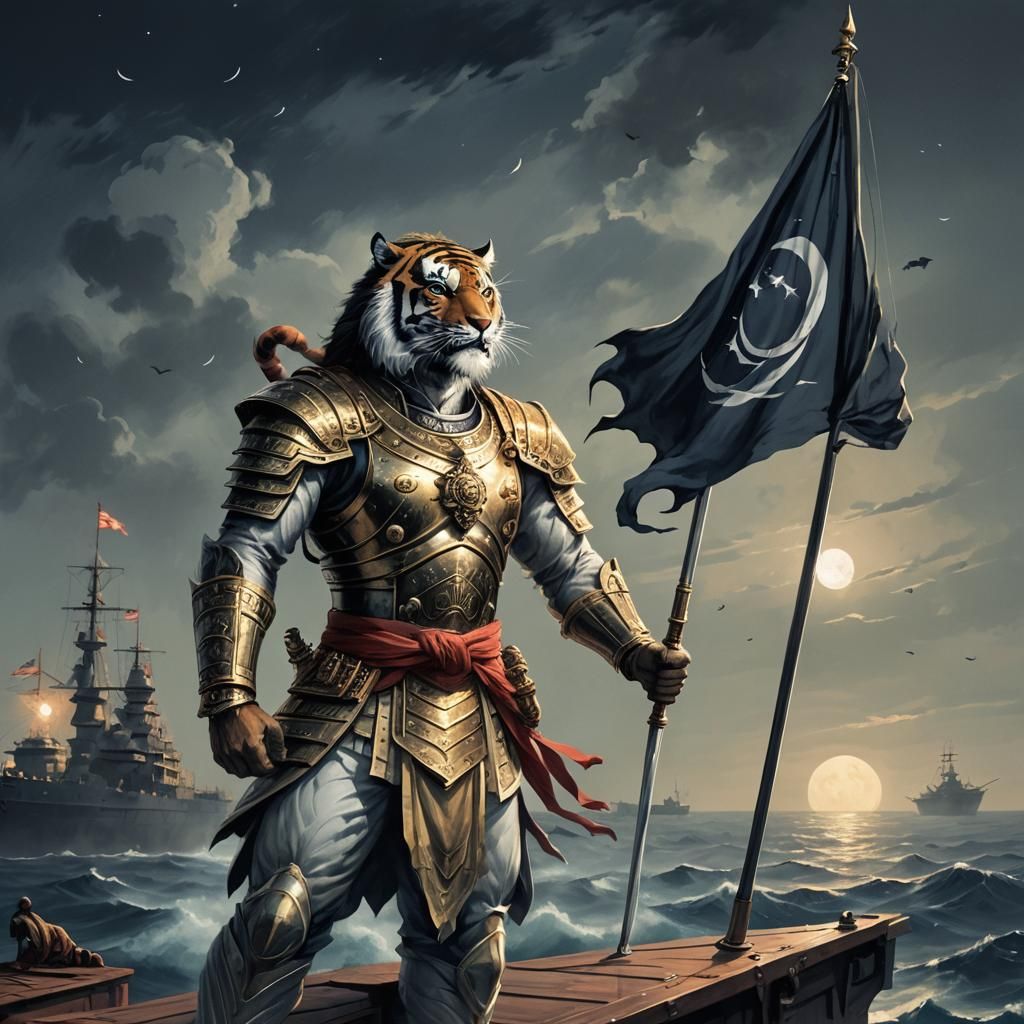 Moonlit Battleship: RajaRajaSolan in Detailed Matte Painting