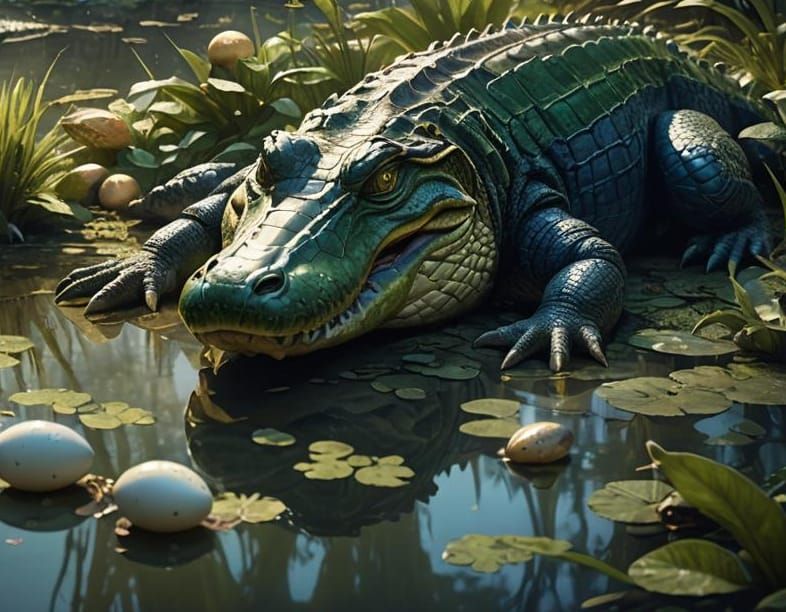 Alligator Humanoid in Swamp: Fantasy Concept Art
