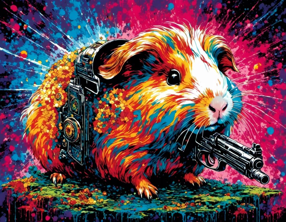 gangsta guinea pig with a gun