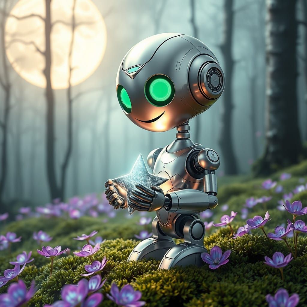 Whimsical Robot in Hyper-Detailed Surrealist Landscape